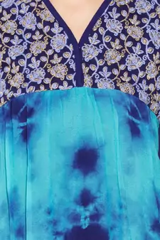 Blue Embroidered Georgette Party Wear Kurti
