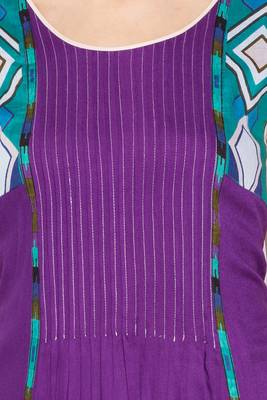 Purple Embroidered Cotton Party Wear Kurti 5