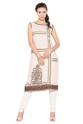 White Embroidered Cotton Party Wear Kurti 1