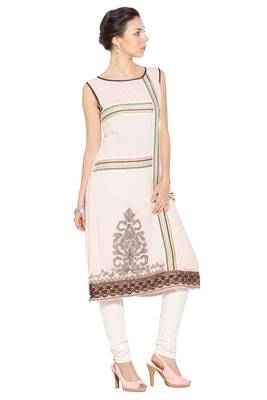 White Embroidered Cotton Party Wear Kurti 3