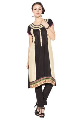 Black Embroidered Cotton Party Wear Kurti 1