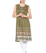 Blue Embroidered Cotton Party Wear Kurti