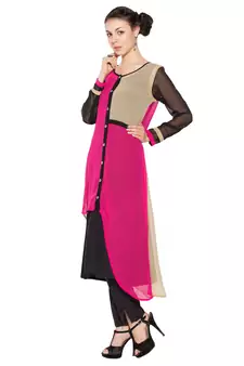 Pink Woven Georgette Party Wear Kurti