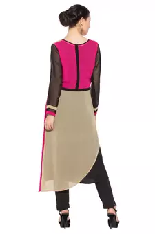 Pink Woven Georgette Party Wear Kurti