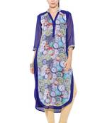 Blue Printed Georgette Party Wear Kurtis