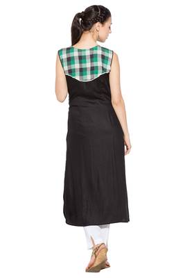 Black Embroidered Cotton Party Wear Kurti 4