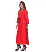 Red Rayon Straight Kurti