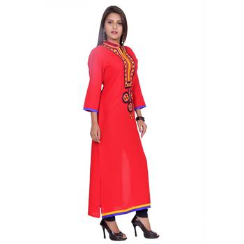 Red Rayon Straight Kurti 2