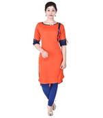 Women Orange Solid High Low Kurta