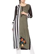 Grey Embroidered Cotton Party Wear Kurti