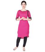 Women Pink Solid High Low Kurta