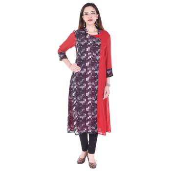 Women Black Printed A-line Kurta 1