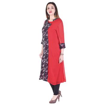 Women Black Printed A-line Kurta 2