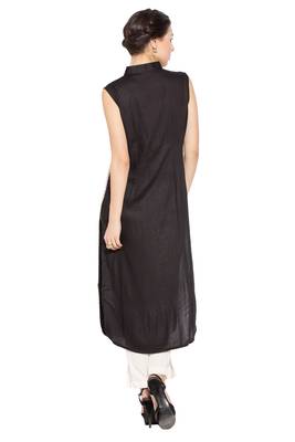 Black Embroidered Cotton Party Wear Kurti 5