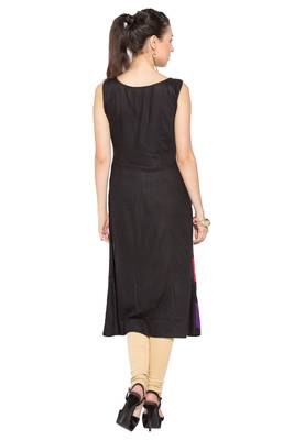 Black Embroidered Cotton Party Wear Kurti 4