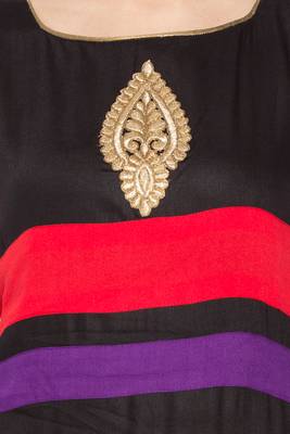 Black Embroidered Cotton Party Wear Kurti 5