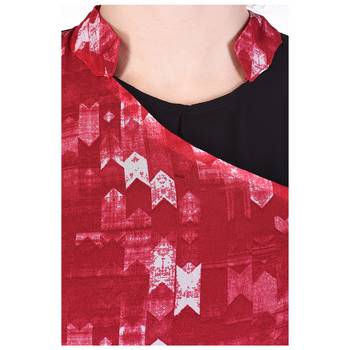 Women Red Printed A-line Kurta 3