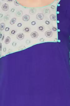 Purple Embroidered Cotton Party Wear Kurti