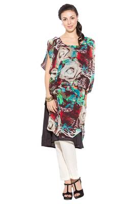 Multicolor Printed Georgette Party Wear Kurti 1