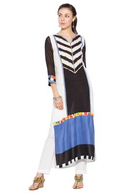 Black Printed Cotton Party Wear Kurti 1