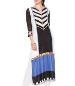 Black Printed Cotton Party Wear Kurti