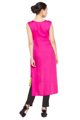 Pink Embroidered Cotton Party Wear Kurti 4