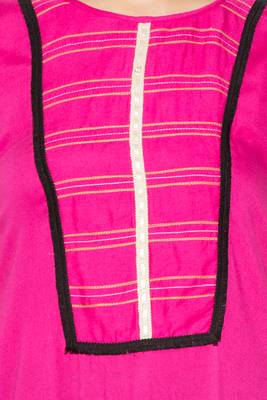 Pink Embroidered Cotton Party Wear Kurti 5