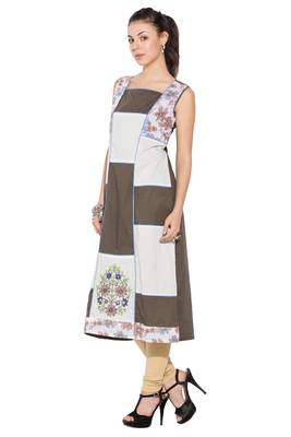White Embroidered Cotton Party Wear Kurti 2