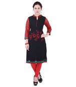Women Red Printed Straight Kurta
