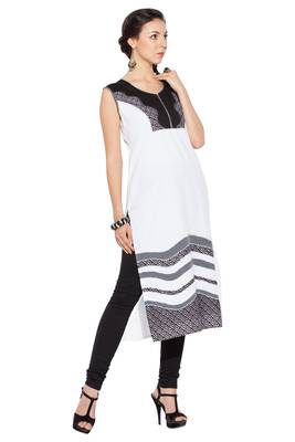 White Embroidered Cotton Party Wear Kurti 3