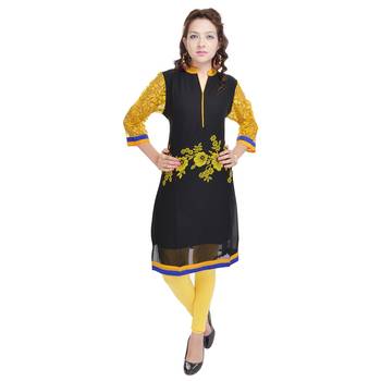 Women Yellow Printed Straight Kurta 1