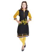 Women Yellow Printed Straight Kurta