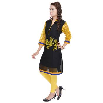 Women Yellow Printed Straight Kurta 2