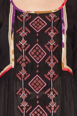 Black Embroidered Cotton Party Wear Kurti 5