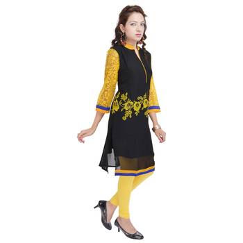 Women Yellow Printed Straight Kurta 3