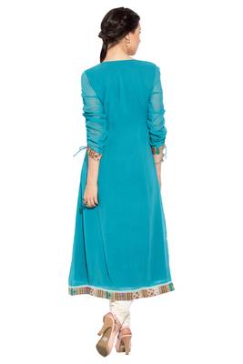 Blue Printed Georgette Party Wear Kurti 4