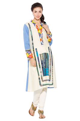 White Printed Cotton Party Wear Kurti 1