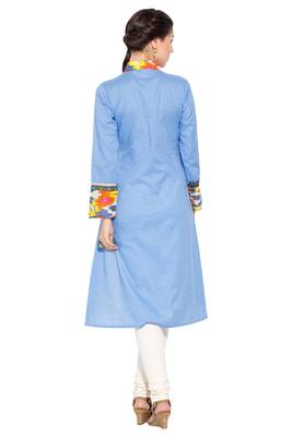 White Printed Cotton Party Wear Kurti 4