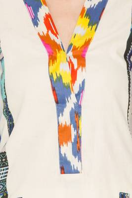 White Printed Cotton Party Wear Kurti 5