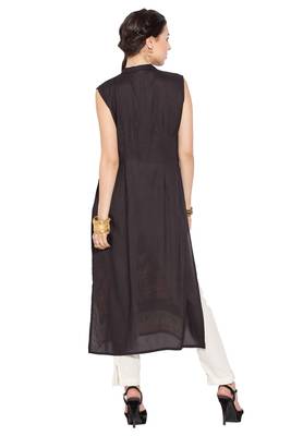Black Embroidered Cotton Party Wear Kurti 4