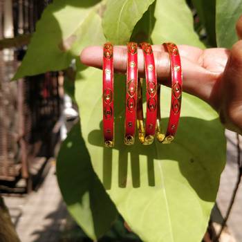 Maroon And Gold Bangle Set Of 4 4