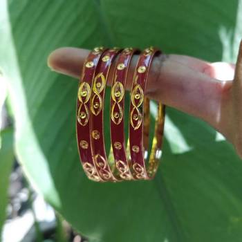 Maroon And Gold Bangle Set Of 4 5