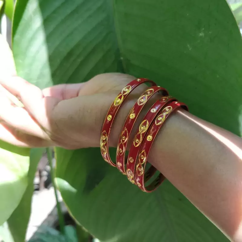 Maroon And Gold Bangle Set Of 4