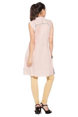 Pink Embroidered Cotton Party Wear Kurti 4