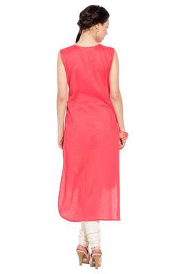 Peach Printed Cotton Party Wear Kurti 4