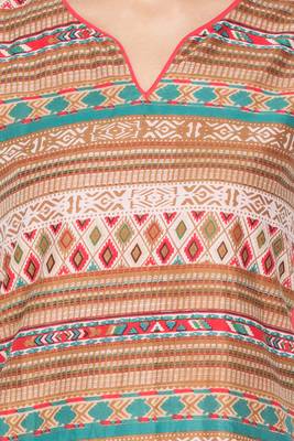 Peach Printed Cotton Party Wear Kurti 5