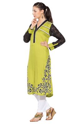 Green Embroidered Georgette Party Wear Kurti 2
