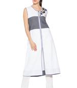 White Embroidered Cotton Party Wear Kurti