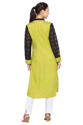 Green Embroidered Georgette Party Wear Kurti 4