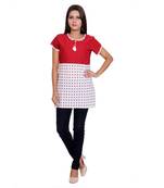 Women Maroon Printed Straight Kurta